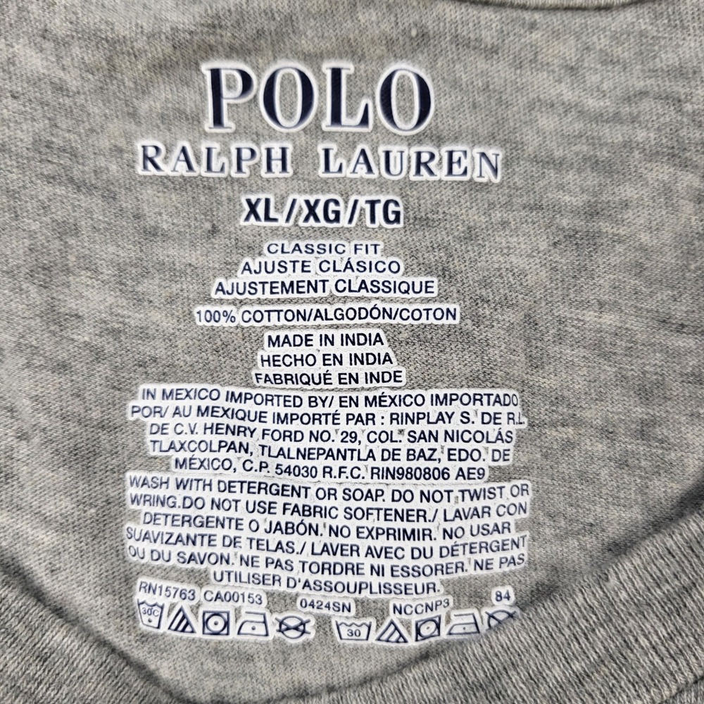 Polo Ralph Lauren Classic Fit Gray Cotton Short Sleeve T-Shirt Mens XL - Picture 3 of 7